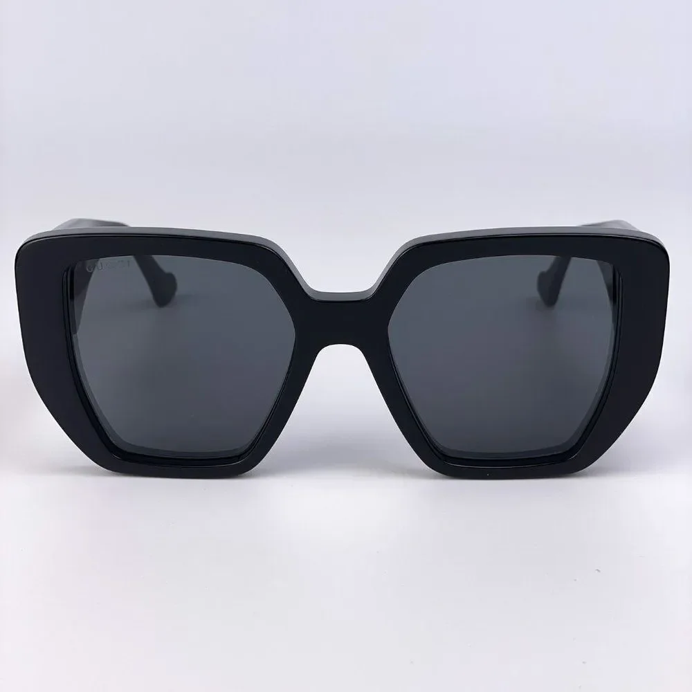 NEW Gucci GG0956S 003 Oversized Black Grey LOGO Women Sunglasses